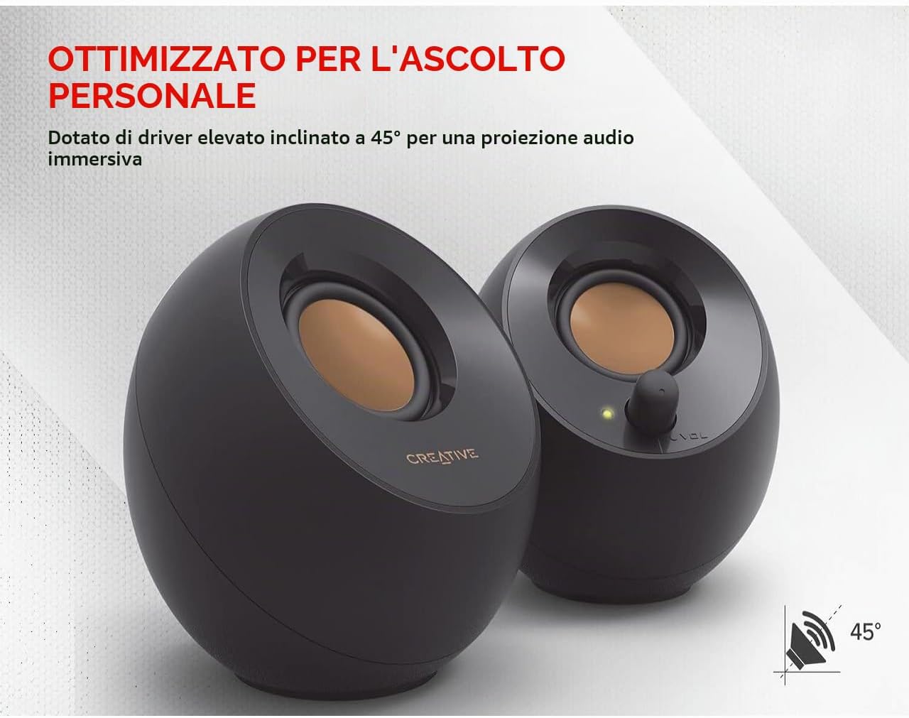Sistema di altoparlanti desktop moderno Pebble con alimentazione USB 2.0 (Nero) - Casse per PC - Immagine 1