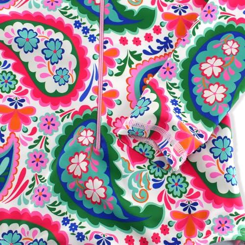 Girls Long Sleeve One Piece Swimsuit Rash Guard Swimwear Zipper Quick Dry Bathing Suits Sun Protection UPF 50+ (Ages 4-12)4