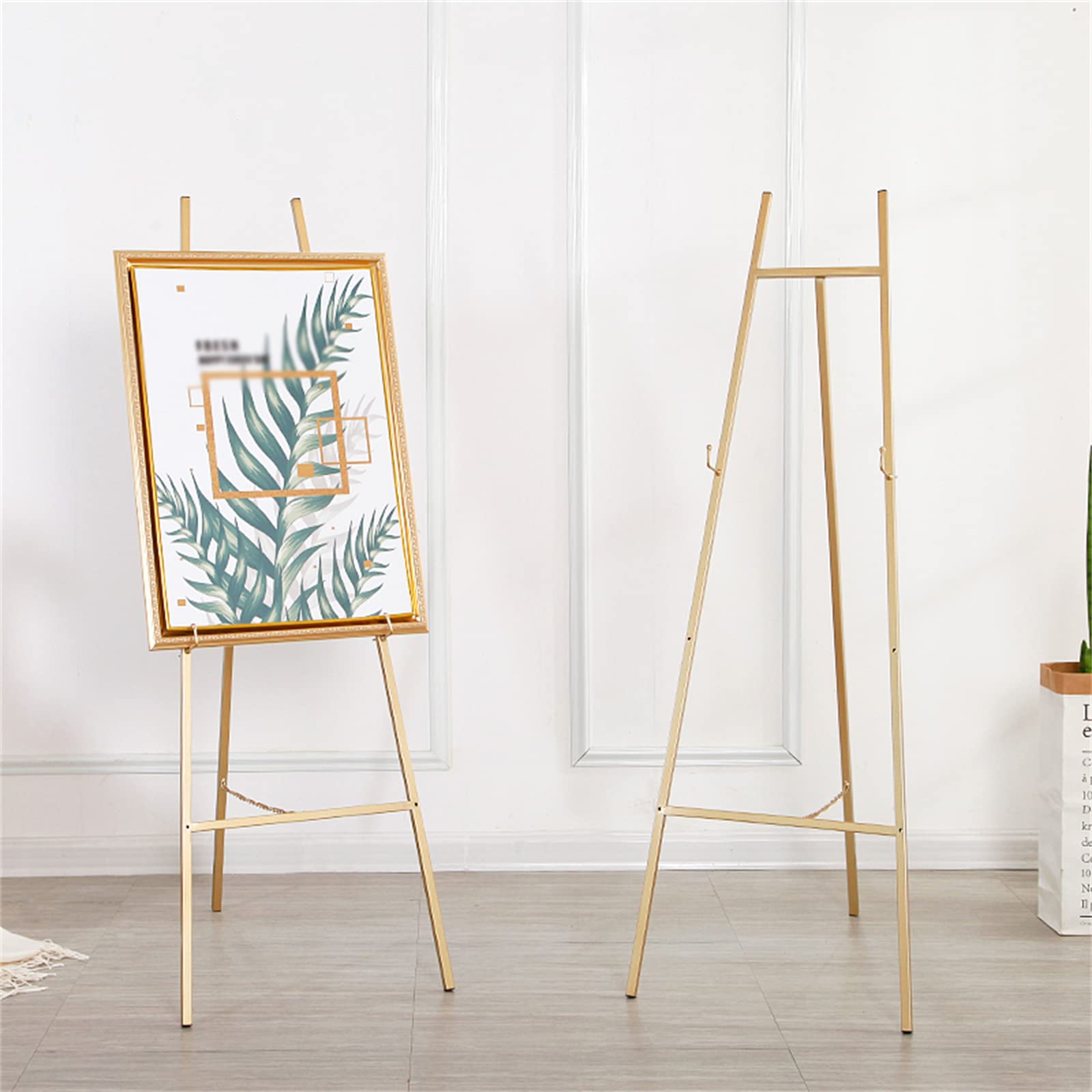 Goldene Eisenstaffelei, verstellbare und zusammenklappbare Staffeleien, tragbare Kunststaffelei für Künstler, 120 cm/145 cm hoch,Gold-145cm,Gold-145cm