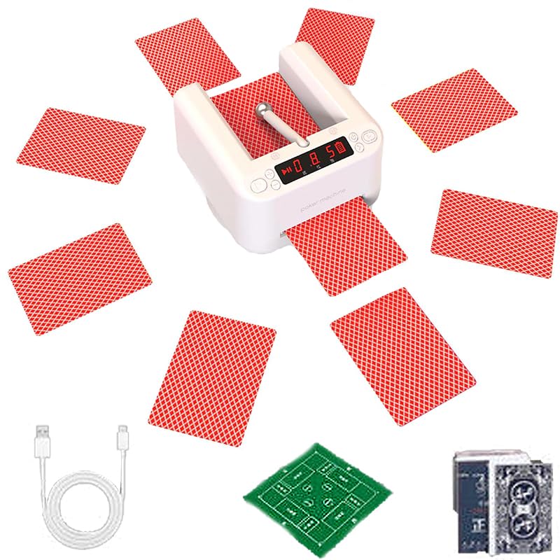 Macchina automatica per il commerciante di carte – Shuffler elettrico portatile per 2-8 giocatori con rotazione a 360° e tovaglia da poker
