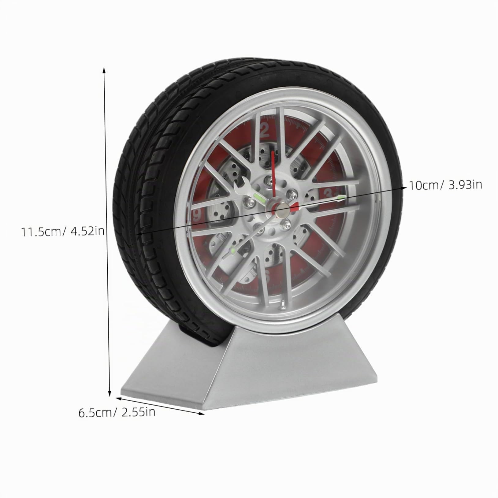 Healifty Reloj de Escritorio Neumático de Coche con Base, Cuarzo, Abs | Diseño Moderno y Detalle Preciso, para Dormitorio y Decoración del Hogar, Estilo Original