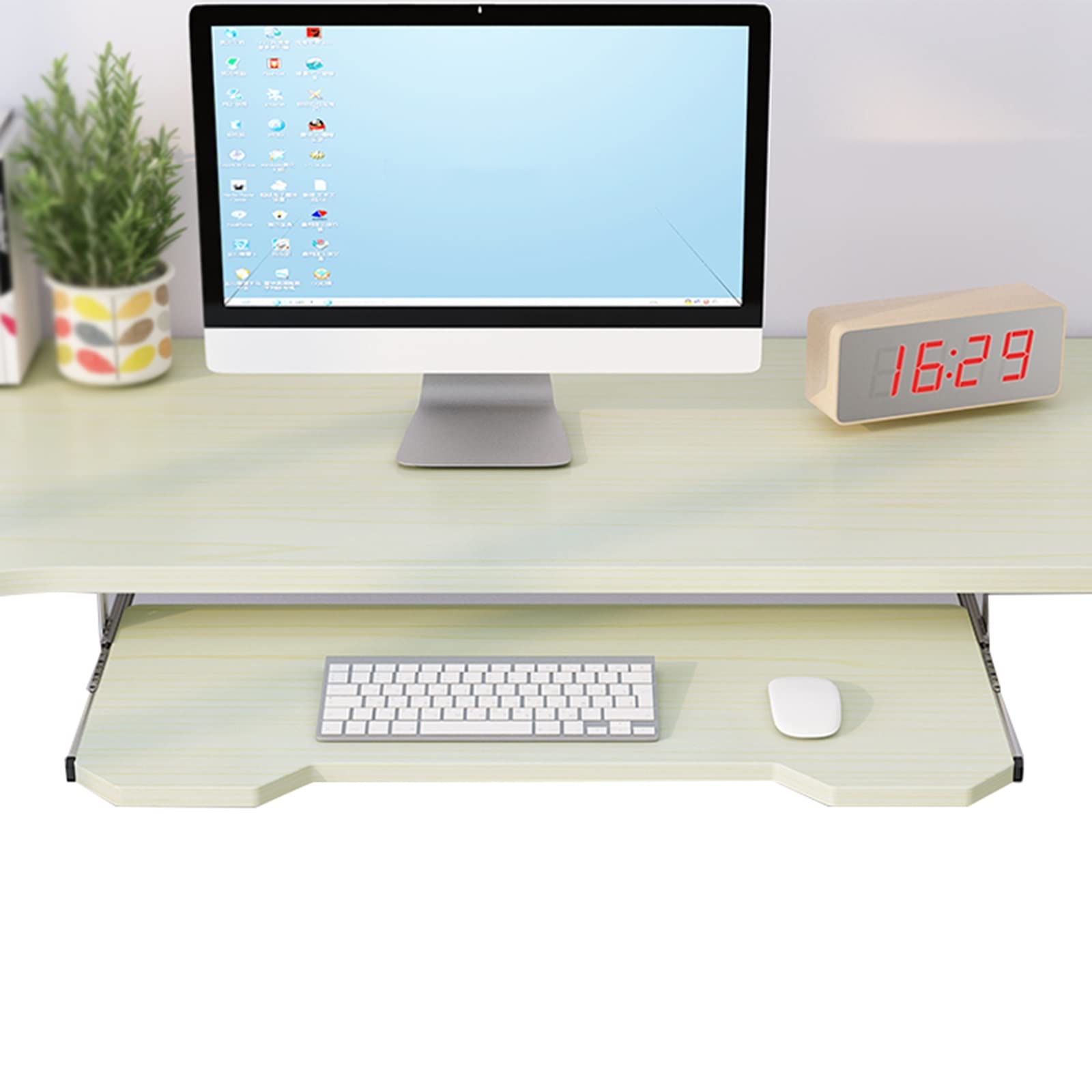 Drewniana taca na klawiaturę, regulowana półka na klawiaturę z myszką, organizer pod biurko z przesuwnymi szynami, 5 opcji kolorystycznych