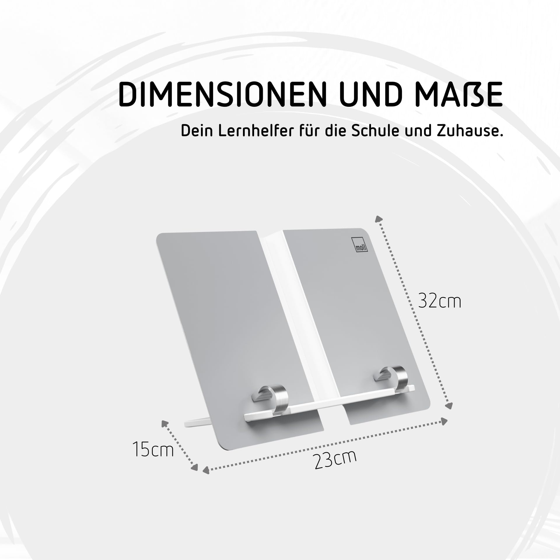 moll Design-Buchstütze für Kinderschreibtisch | faltbar & stabil mit integrierten Klammern | ergonomische Leseposition | ideal für Schulkinder | langlebig & hochwertig | Made in Germany
