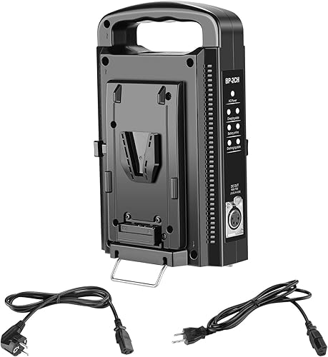Neewer Cargador de batería de doble canal con bloqueo en V y fuente de alimentación de 16.5 V CC, compatible con todas las placas de montaje en V