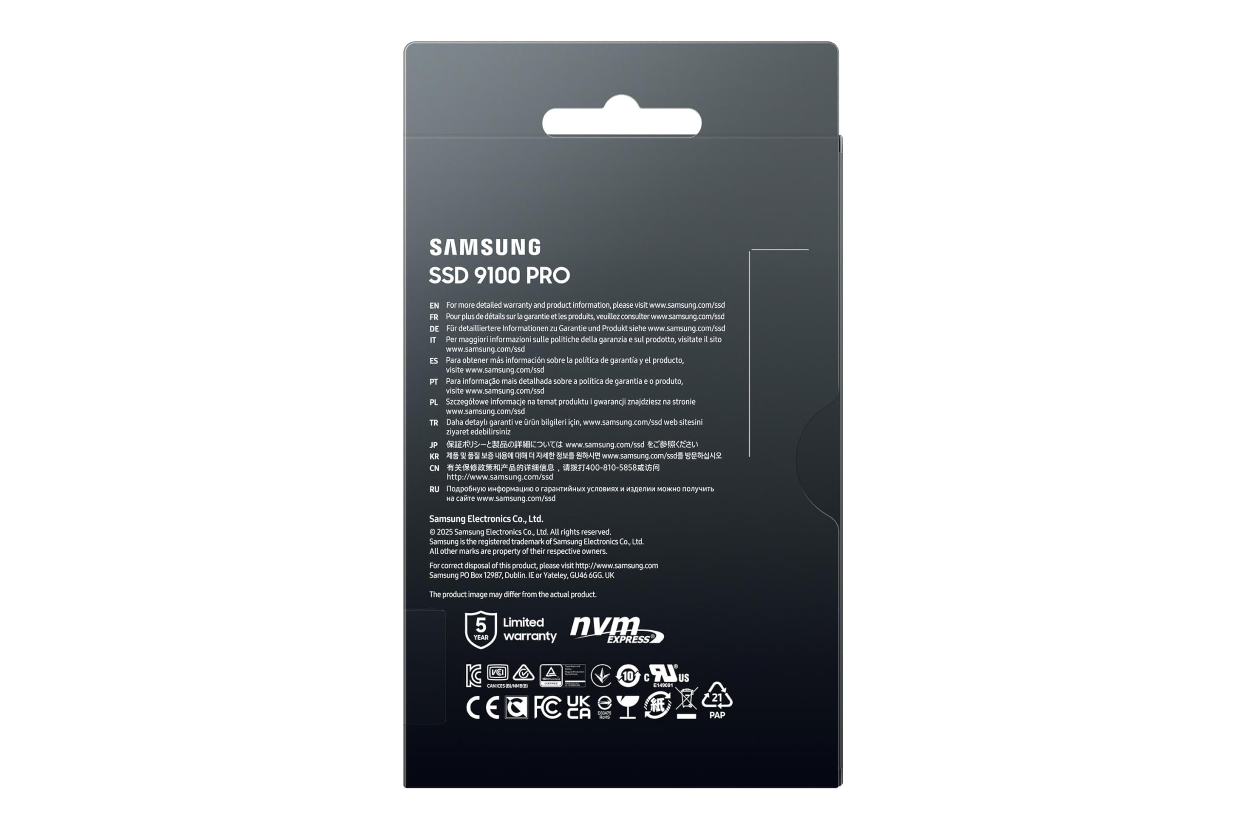 Samsung SSD Interne 9100 Pro, NVMe 2.0 PCIe 5.0x4, 2To, 14 800 Mo/s, MZ-VAP2T0BW