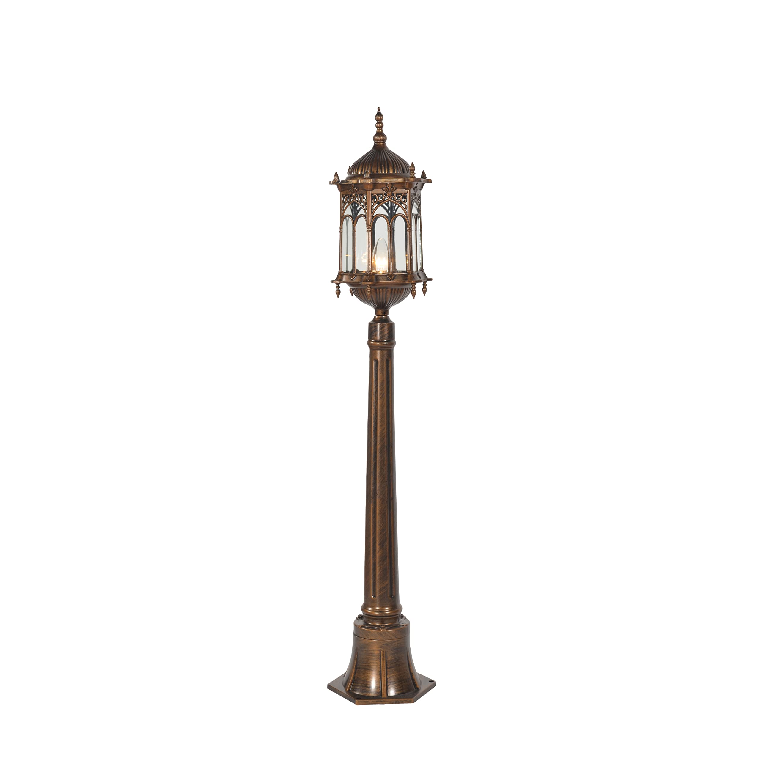 Gothic Grassland Lamp, Outdoor Aluminum Gothic Floor Lamp, 47.25 Inches x 9 Inches, Antique Gold Hardwire