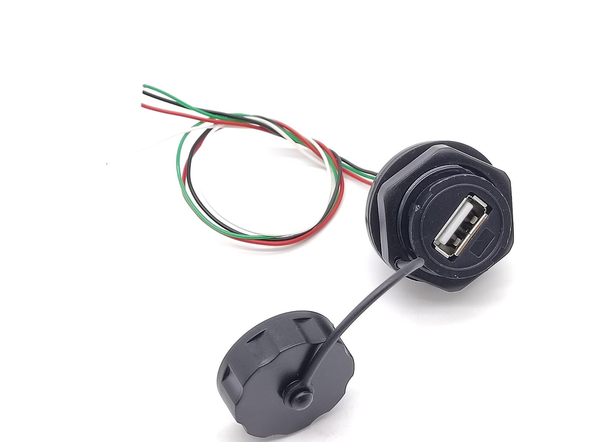 Elecbee USB Waterproof Connector 2.0 Type A Female Front Panel Lock IP67 Socket with Wire 0.2M