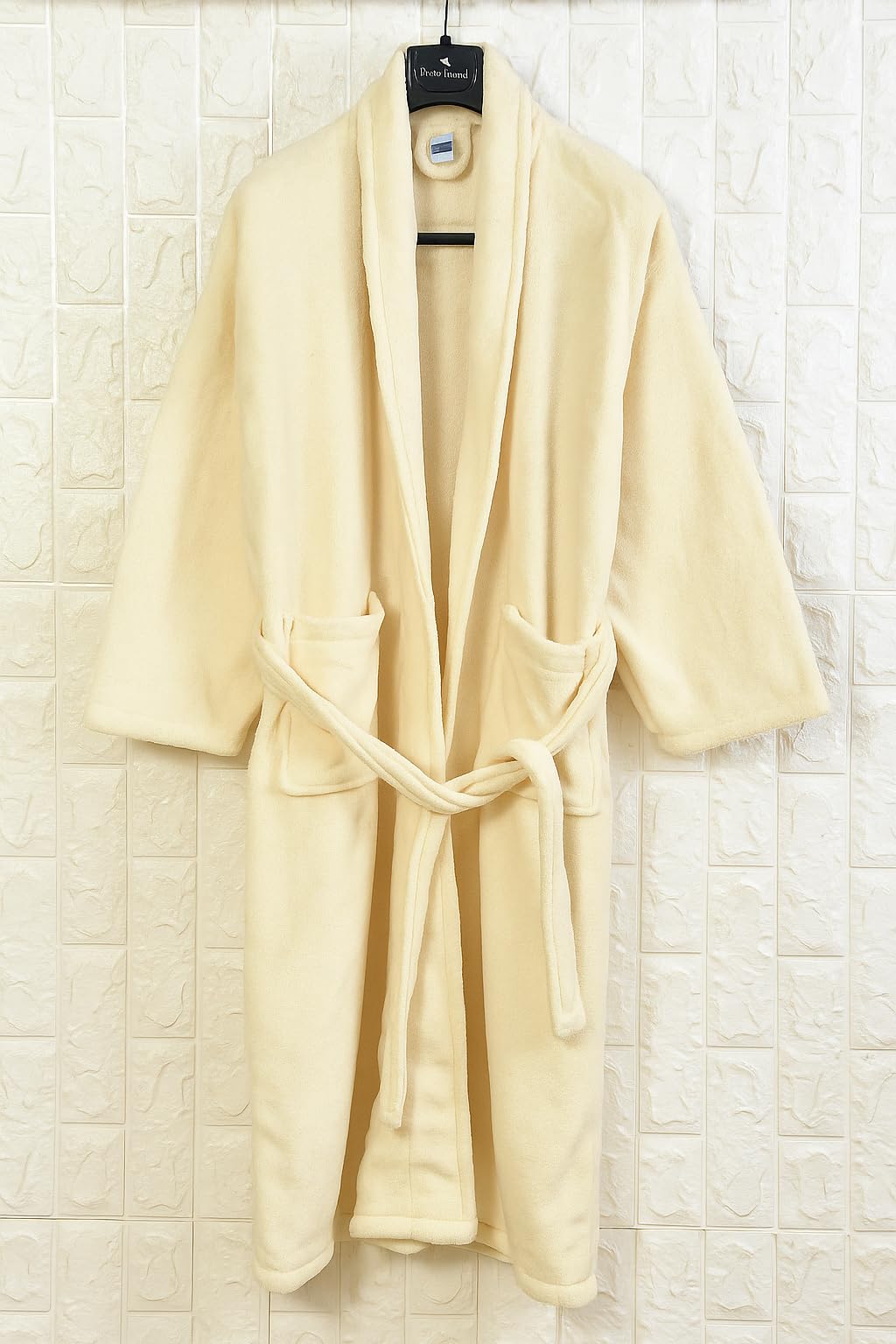 Cotton Bolls Textiles Luxury Plush Microfiber Bath Robe For Women & Men (XL, Cream) Shawl Collar Style Bathrobe With Long Sleeves Super Soft Highly Absorbent Fabric - Image 2 thumbnail
