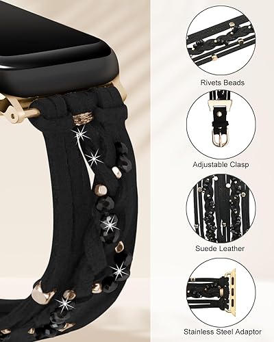 Miniatura 2 de Compatible con correa de reloj de 1.575 pulgadas para mujer Series 876SE, pulseras de cuero de gamuza con cierre ajustable para series 54321