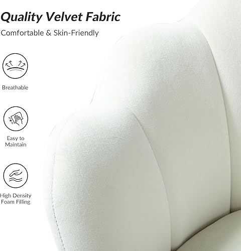 Miniatura 4 de HULALA HOME Silla decorativa moderna de terciopelo con respaldo en forma de concha, bonito sillón para sala de estar, dormitorio, sillón con patas
