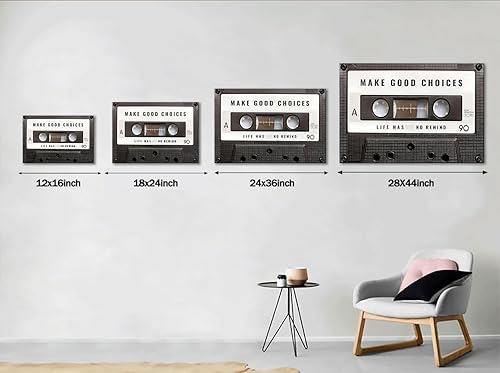 Miniatura 5 de Yeesjoee Lienzo inspirador para oficina, arte de pared, cinta de cassette retro, decoración de música, pintura de radio, para dormitorio, sala de