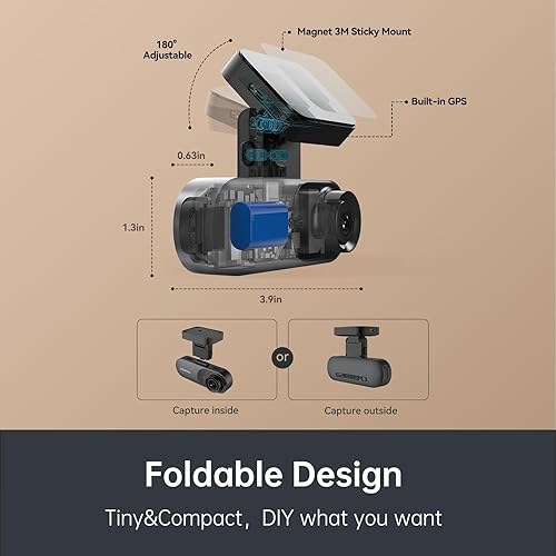 Miniatura 9 de DDPAI Cámara de tablero frontal y trasera de 2.5 K, cámara de tablero dual FHD de 1600P+1080P para automóviles con aplicación, WiFi integrado, GPS,