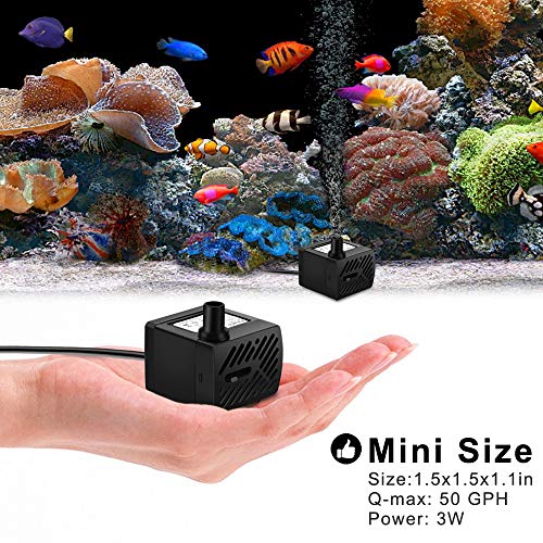 Pulaco PULACO-1414 50Gph 3W Mini Submersible Water Pump For Aquariums thumb #3