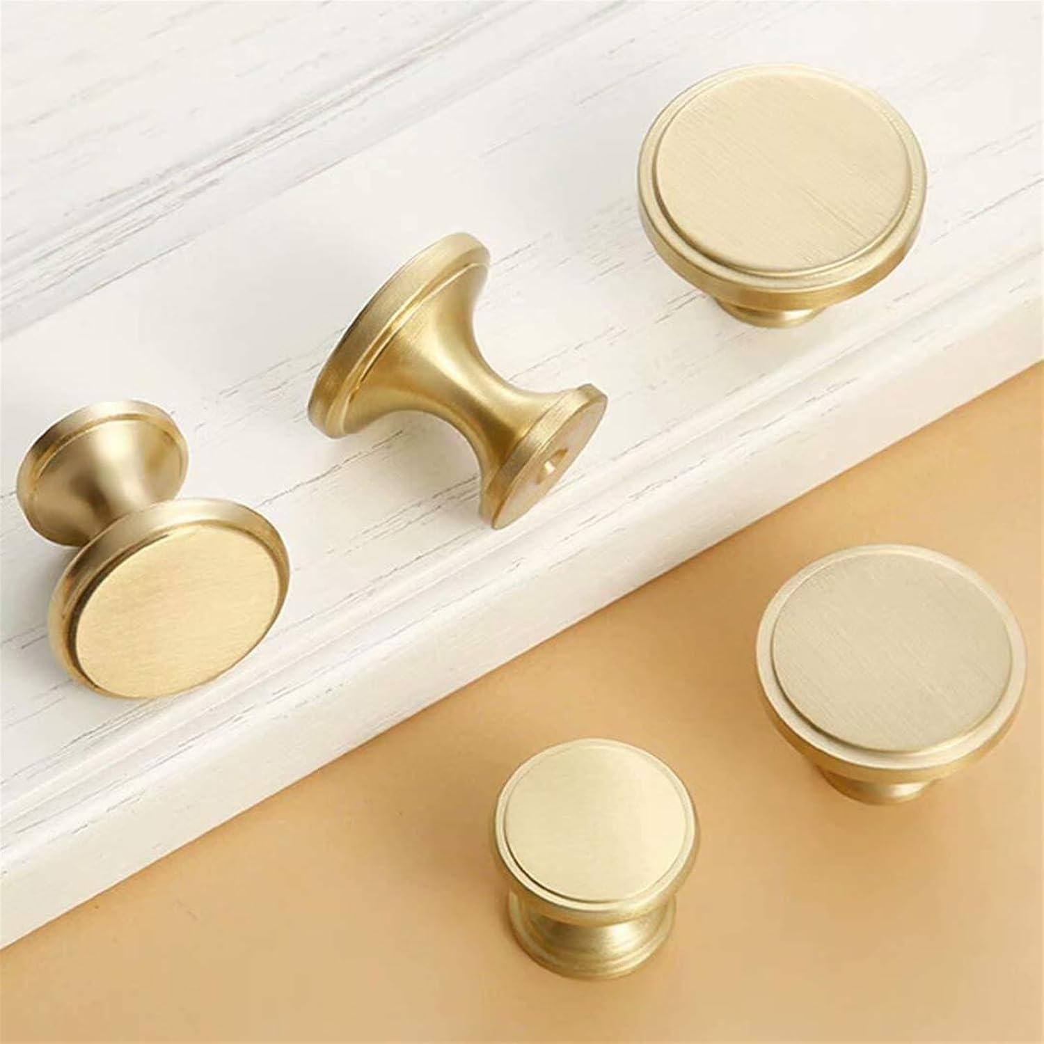 2 Pcs Solid Brass Cabinet Knobs,Modern Knobs Dressers Cabinet Cupboard Door Drawer Pulls for Bathroom Bedroom Kitchen Wardrobe(Color:Style a)