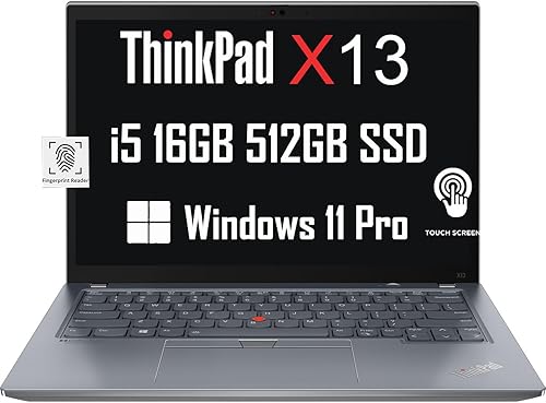 Lenovo ThinkPad X13 Gen 2 - Laptop empresarial (pantalla táctil FHD+ de 13.3", Intel 4-Core i5-1135G7, 16GB RAM, 512GB SSD) huella digital,
