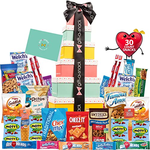 Tower Snack Field Selection Pack Care Package deal (30 Depend) Valentines Day 2022 Sweet Present Basket Concept for Youngsters Adults Teenagers Household Faculty Scholar – Crave Meals Birthday Association Sweet Chips Cookies