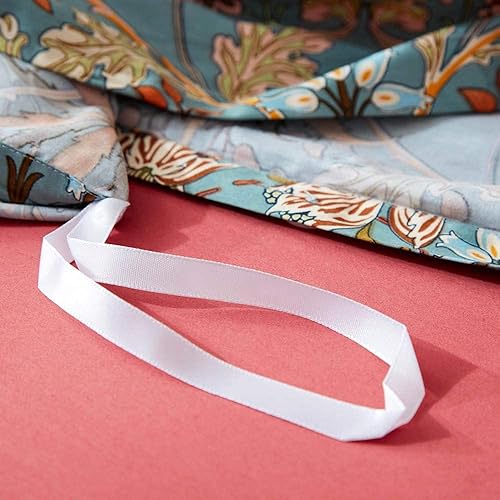 Miniatura 7 de EAVD - Juego de funda de edredón floral botánico de estilo vintage tamaño Queen, suave, 100 % algodón, con cierre de cremallera, 4 lazos, para