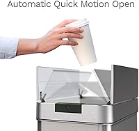Vista 2 de hOmeLabs Bote de basura automático de 13 galones para cocina, cubo de basura de acero inoxidable con sensor de movimiento sin tacto, tapa