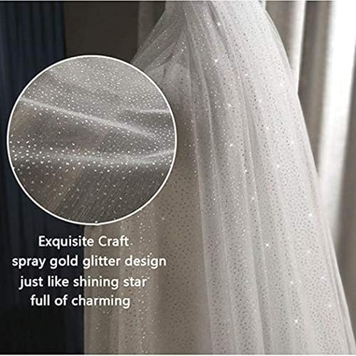 Miniatura 3 de Aukmla Sparkle Catedral velo de novia largo con purpurina velos de novia con peine para mujeres y novias