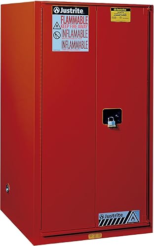 Miniatura 35 de Justrite Sure-Grip EX Gabinete de almacenamiento de líquidos inflamables, gabinete de fuego de acero reforzado de 60 galones para almacenamiento
