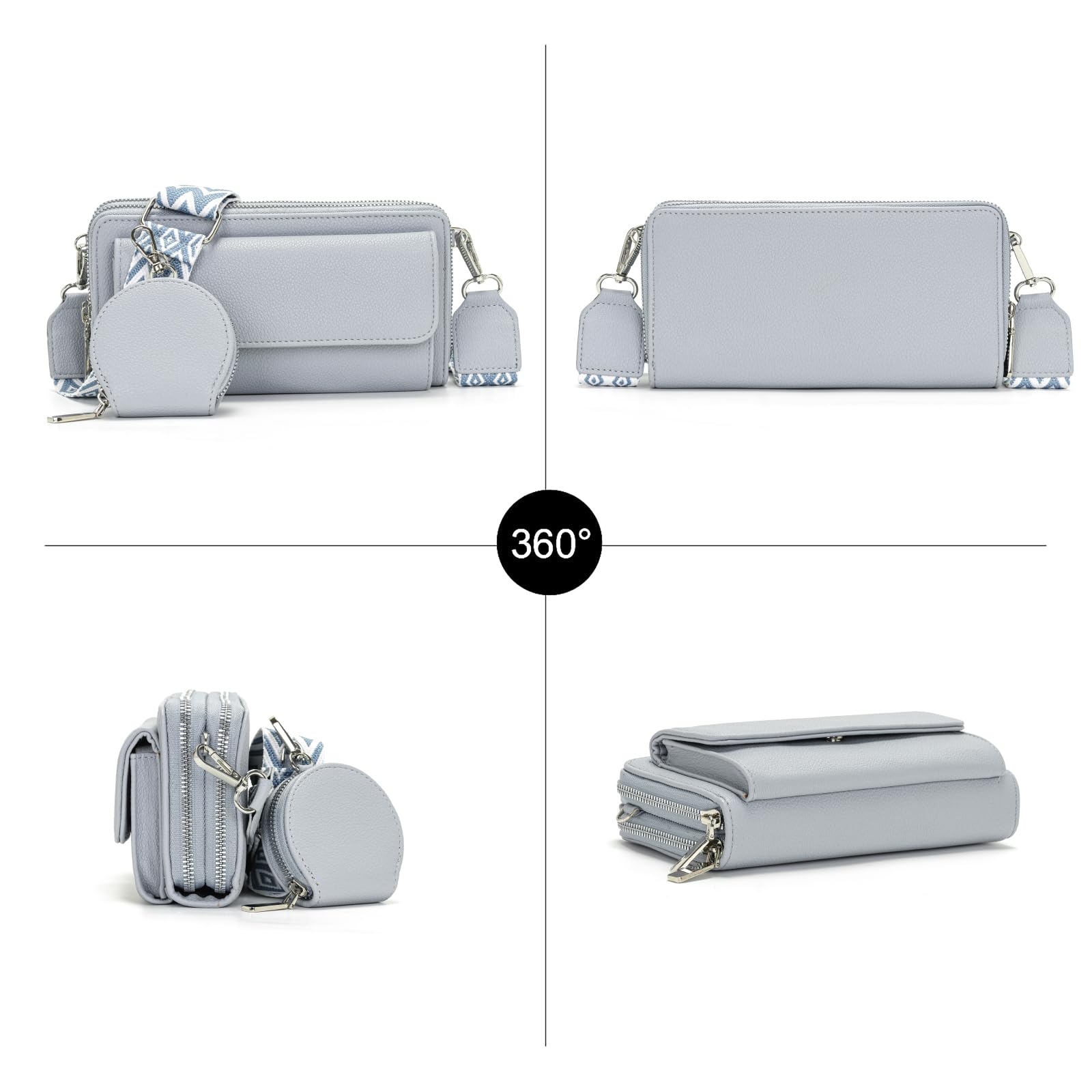 Snmoec bolso para movil mujer bandolera bolso mujer Con bolsillo para monedas y ranura para tarjetas azul claro