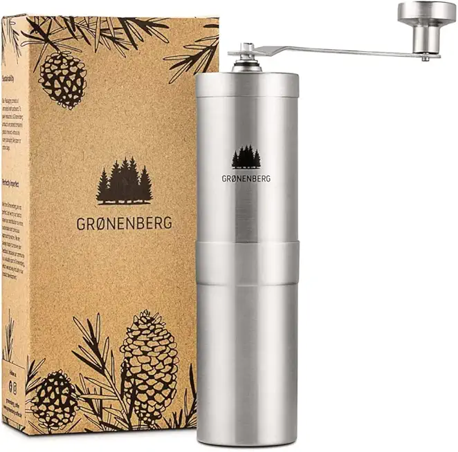 Groenenberg Kaffeemühle manuell I Hochwertiger Coffee Grinder Edelstahl I Espressomühle mit stufenlos einstellbarem Kegelmahlwerk I Kaffeemühle hand