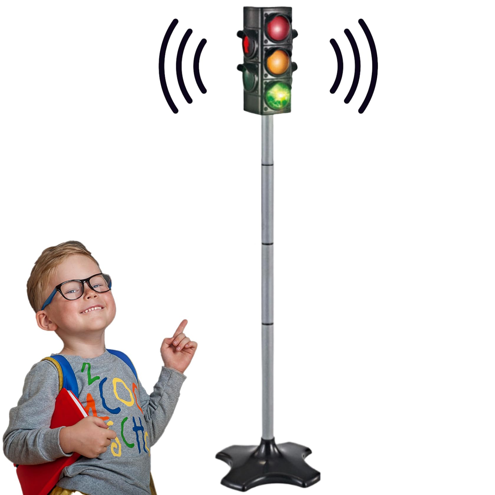 NASSMOSSE Traffic Light 49'' Traffic Light Toy with Sound ＆ Manual/Auto Modes Realistic Battery Powered Safety Educational Toys for Children Age 3 Above