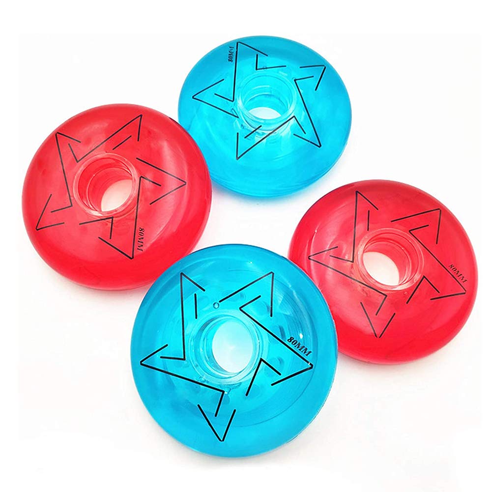 Roues Rechange pour Patins à roulettes, 8 pièces 72 mm, 76 mm, 80 mm, 83 A, Roues PU Haute élasticité pour Patins à roulettes Ligne, Freestyle, pour intérieur et extérieur