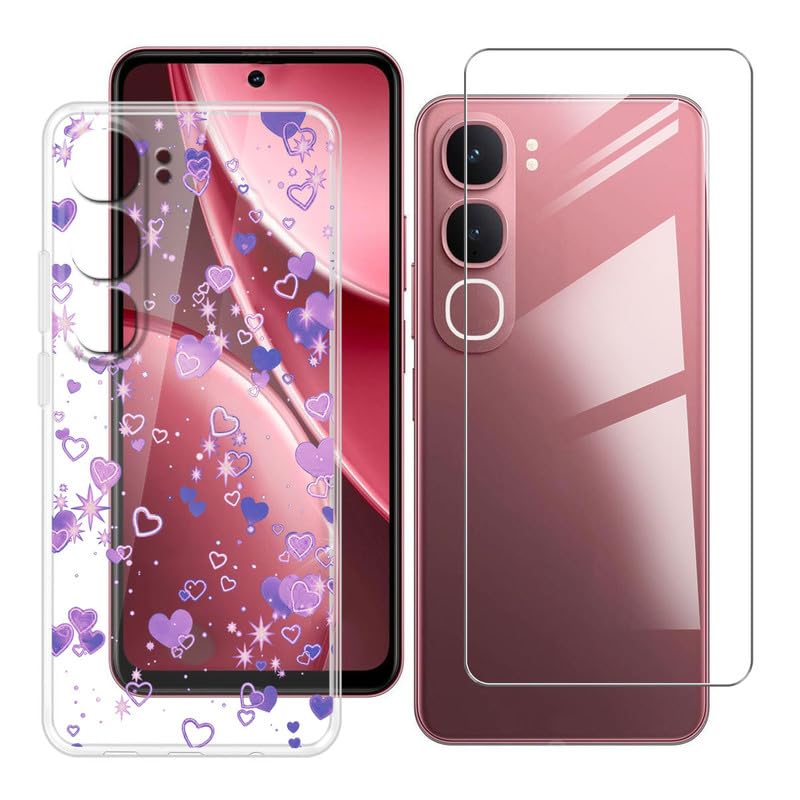 BUNALFaa Funda para Vivo Y31 5G (6.68') Móvil Case + Cristal Templado Protector de Pantalla Capa Antiarañazos Protector Transparente Silicona Carcasas para -Sentido de la atmósfera