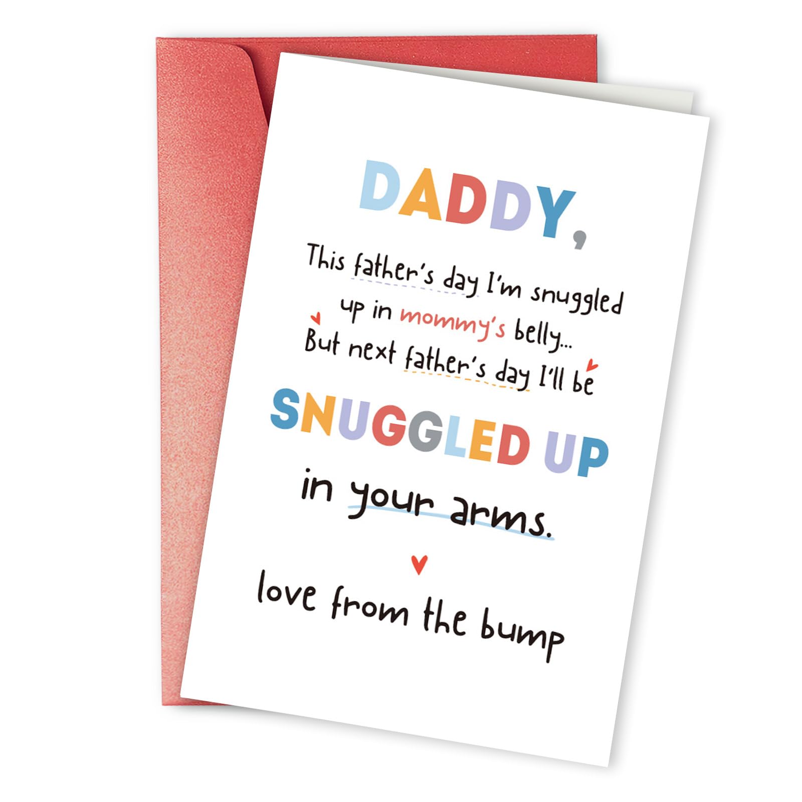 Qiavor 1st Father’s Day Card for Husband Boyfriend, First Fathers Day Gift for New Dad, Cute Father’s Day Card from the Bump
