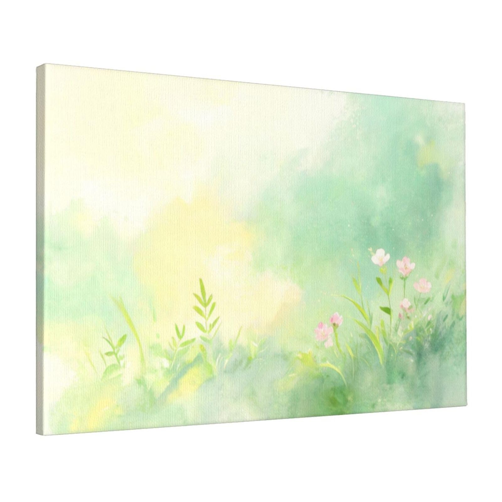Cntdbu White Sage Yellow Pattern Canvas Wall Art 16X24 Inch-Large Modern Painting Print For Living Room, Framed Ready To Hang Artwork For Bedroom