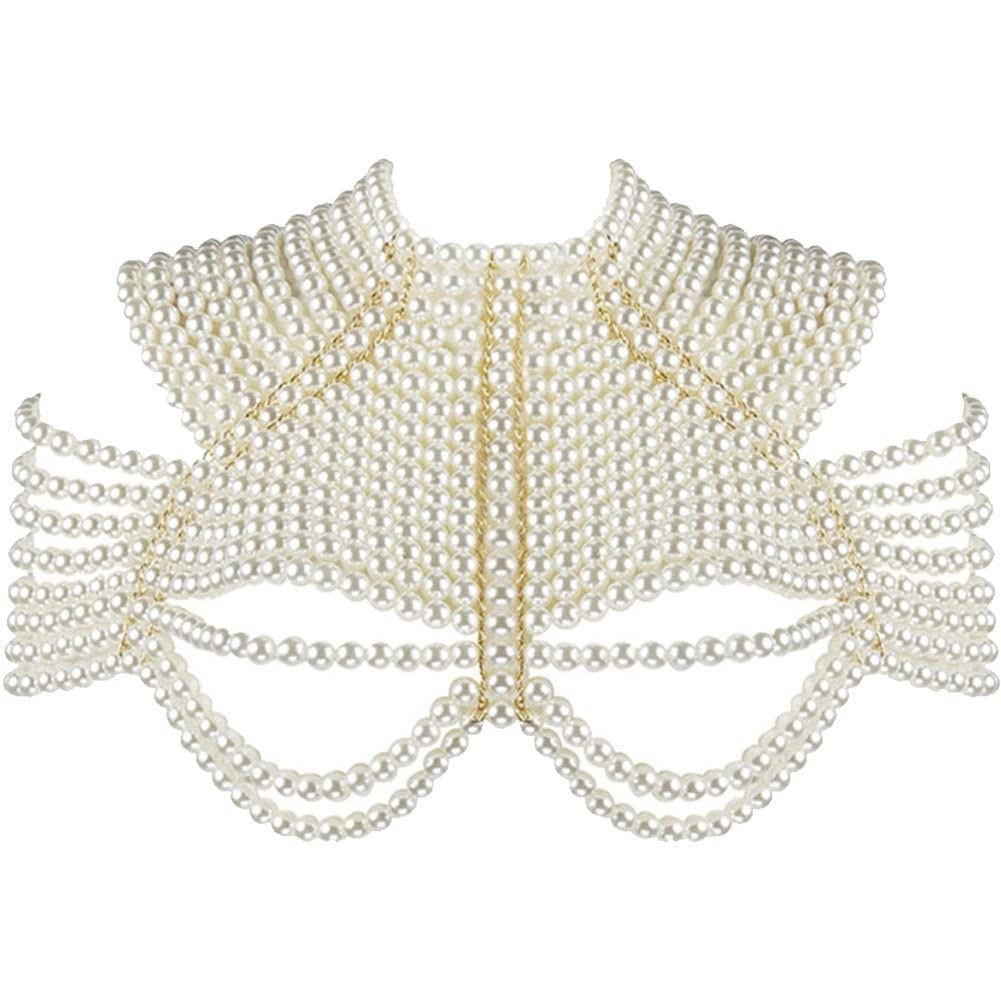 Bikini cuerpo cadena de hombros con perlas finas para collar de cuerpo y joyería sexy