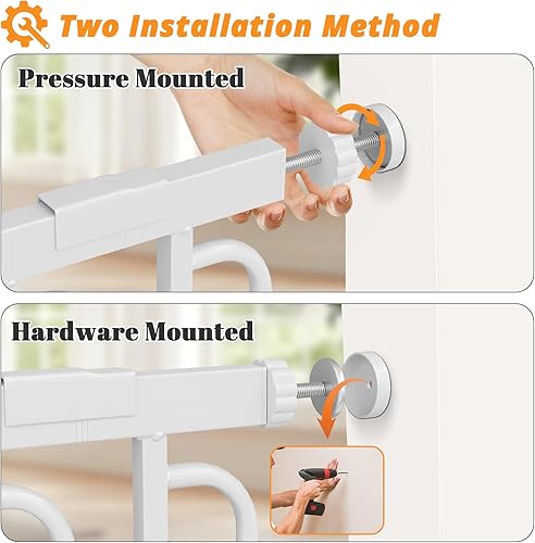Miniatura 4 de Puerta extra ancha para bebés con puerta de 62 a 66 pulgadas montada a presión, puertas de bebé para niños de cierre automático para puertas sin