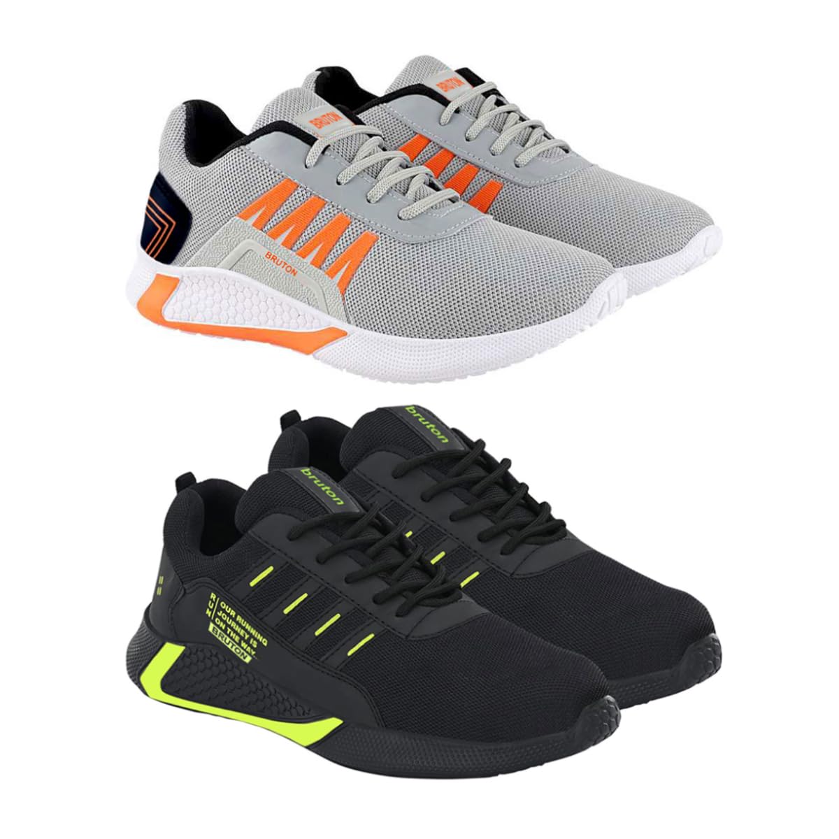 BRUTON Combo Pack of 2 Mens Sports Shoes Running Shoe, Gym, Casual Shoes for Men - Grey, Black Size : 9 (B0CN9KPF6C) Amazon Price History, Amazon Price Tracker