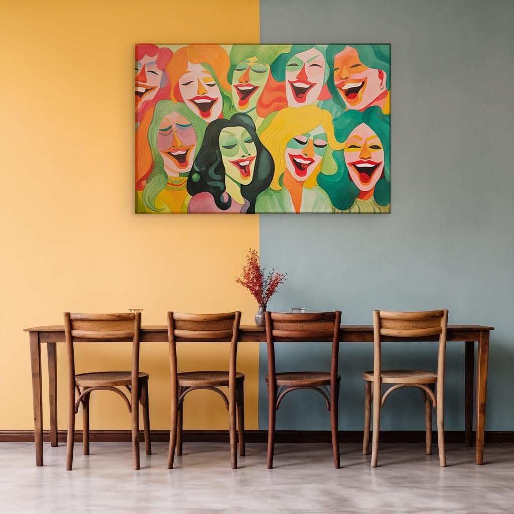 Canvas for Living Room. United in Laughter: A Vivid Tapestry of Joyful Diversity, 27 x 18 inch Canvas Wall Art - Contemporary Masterpieces - Modern Home Decor
