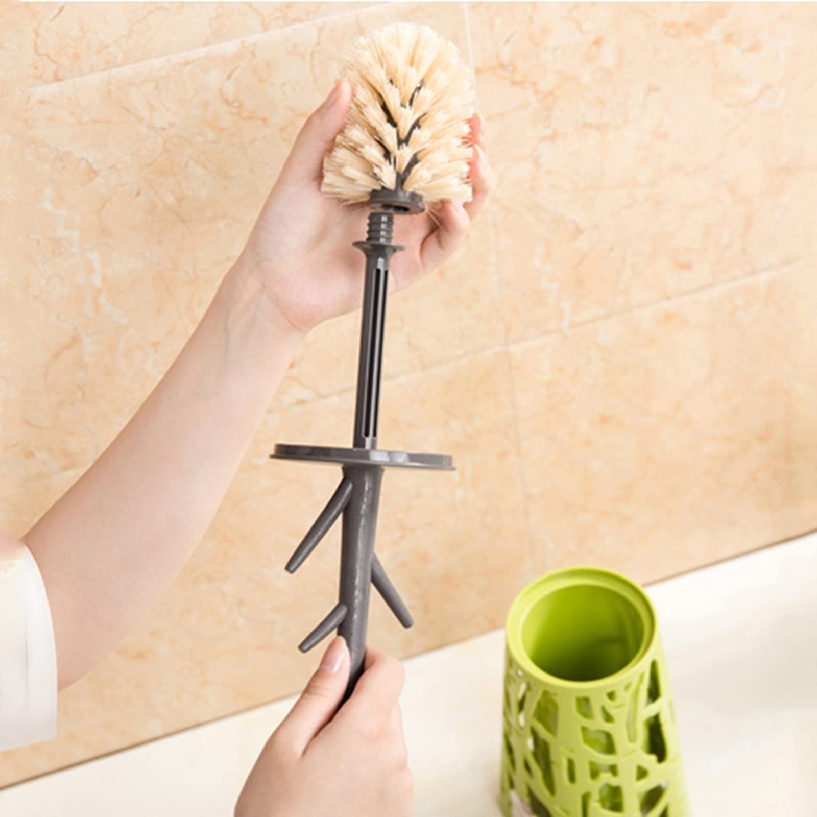 Escobilla Baño/Escobilla y Portaescobillas de Baño Juego de escobillas de inodoro creativas Escobilla de limpieza de inodoros con base y cubierta Escobilla de inodoro de mango largo que puede limpiar