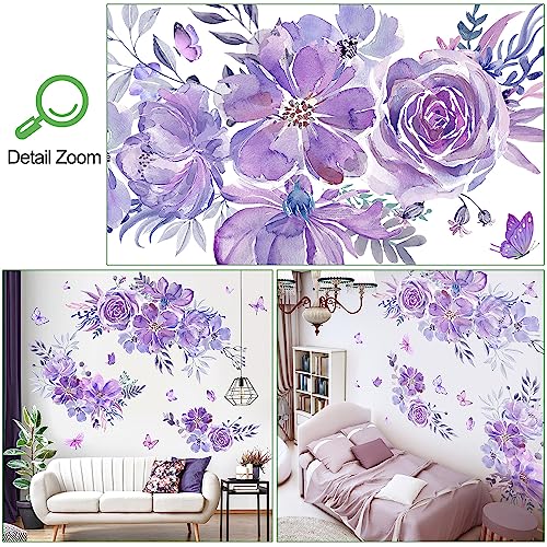Vinilos Decorativos Flores 3D 8 Piezas 60x30 cm Morado miniatura 3