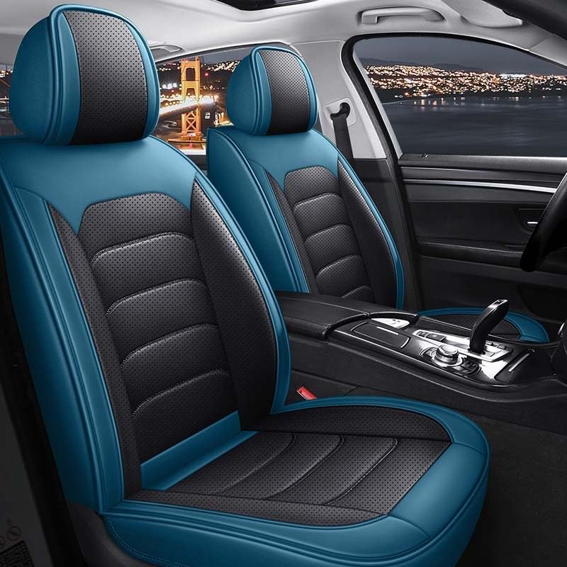 Housse de siège voiture universel en cuir PU bleu et noir pour protection auto
