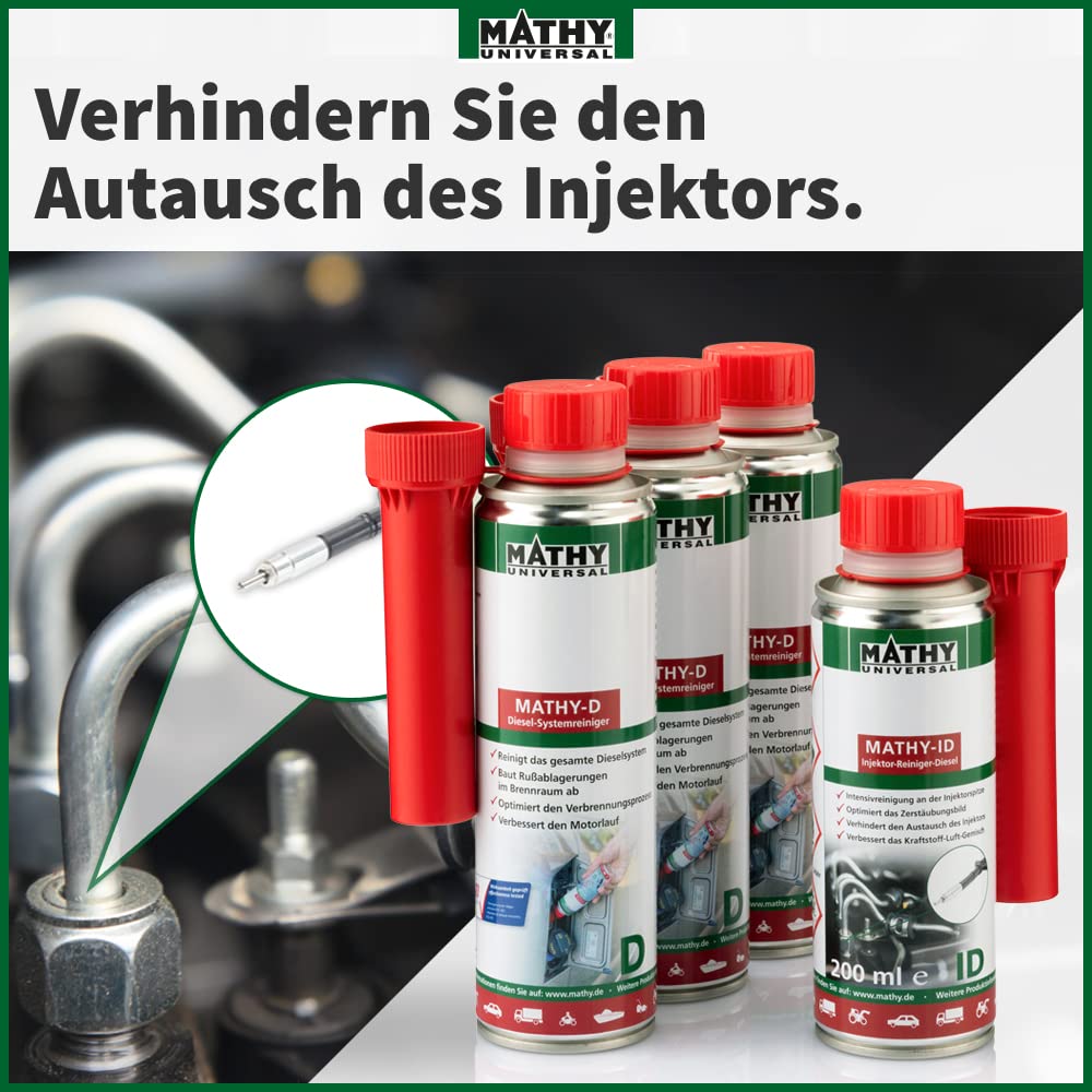 MATHY Diesel-Brennraum-Kur - Diesel Systemreiniger + Injektoren Reiniger Diesel - Bundle zur Reinigung von Einspritzdüsen & Brennraum - Diesel Additiv