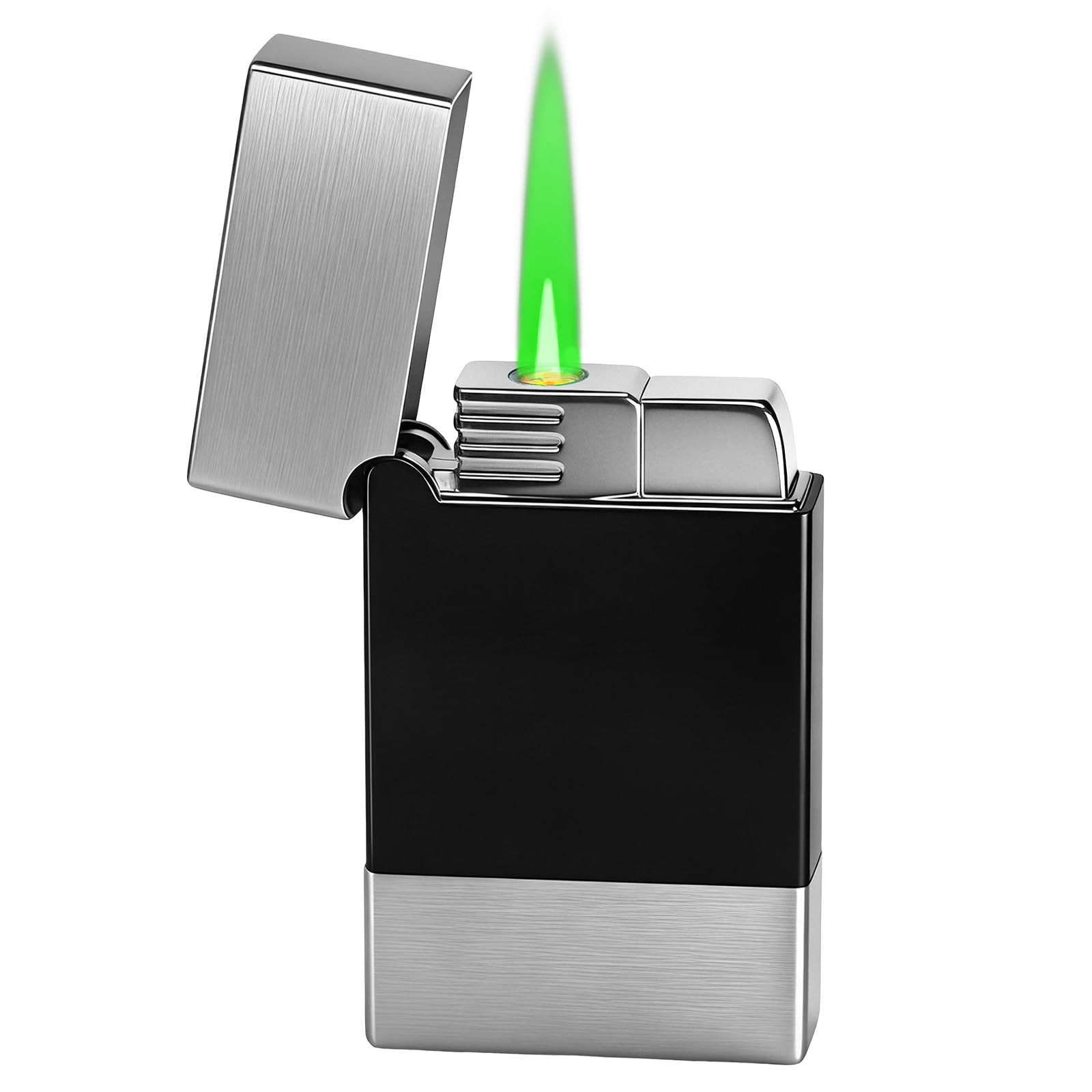 MIIVII Windproof Jet Lighter Butane Refillable Green Flame (Sold Without Gas)