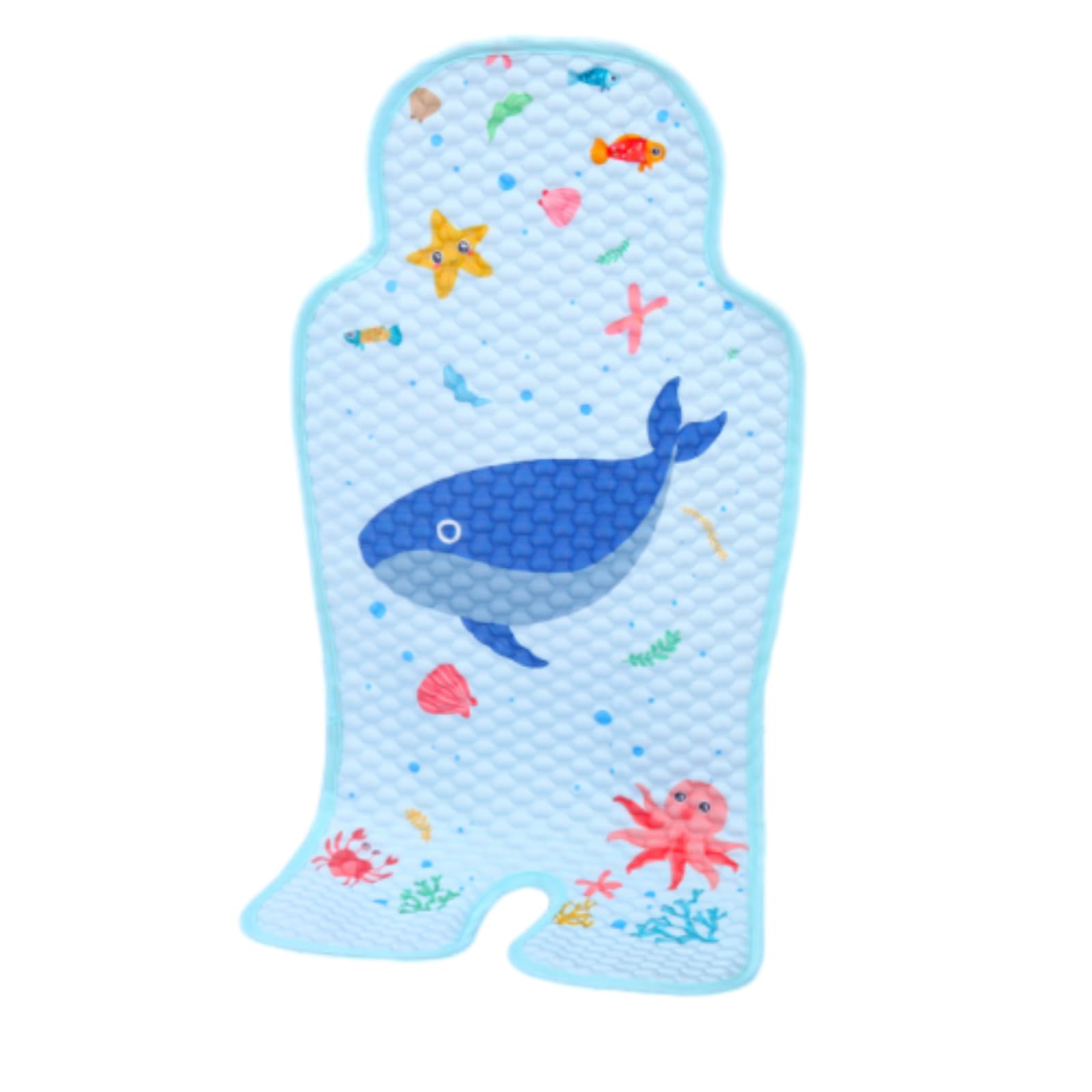 Odot Baby Pushchair Seat Liners, Universal Summer Stroller Seat Soft Comforts Ice Pushchair Liners Washable Pram Seat for Buggy Pushchair and Car Seat (Universal/Blue Whale,33x66cm)