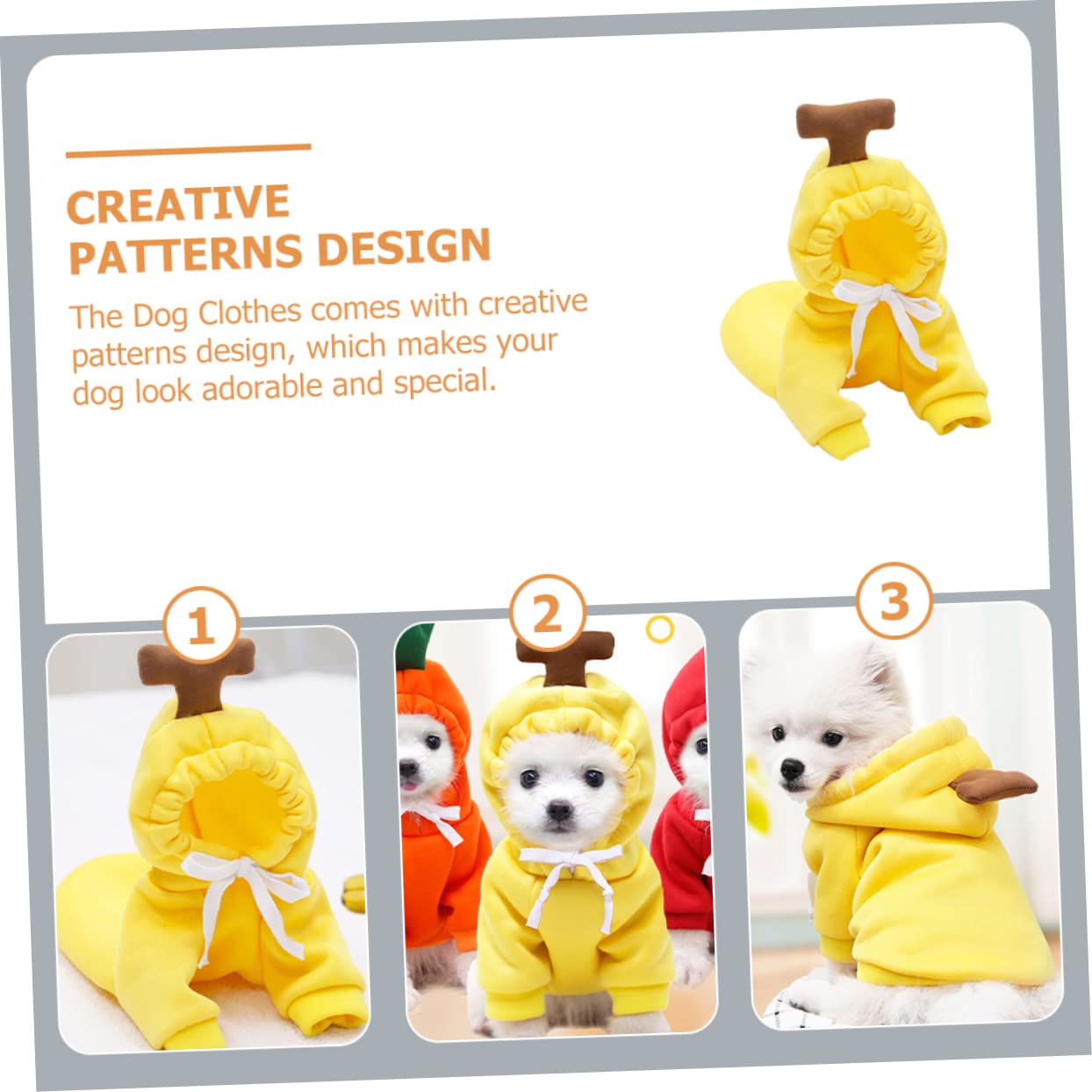 Kisangel 5pièces Pull à Capuche pour Chien Vêtement Hiver pour Moyen Chien Sweat-Banana pour Animaux Confort Optimal Et Facile à Porter pour Photos