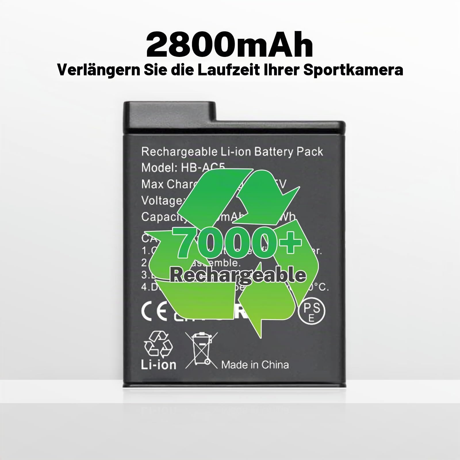 2er Pack 2800mAh Akku Ersatz kompatibel für DJI Osmo Action 6/5 Pro / 4/3 /Osmo 360 Kamera mit USB-C Dual-Slot Ladegerät