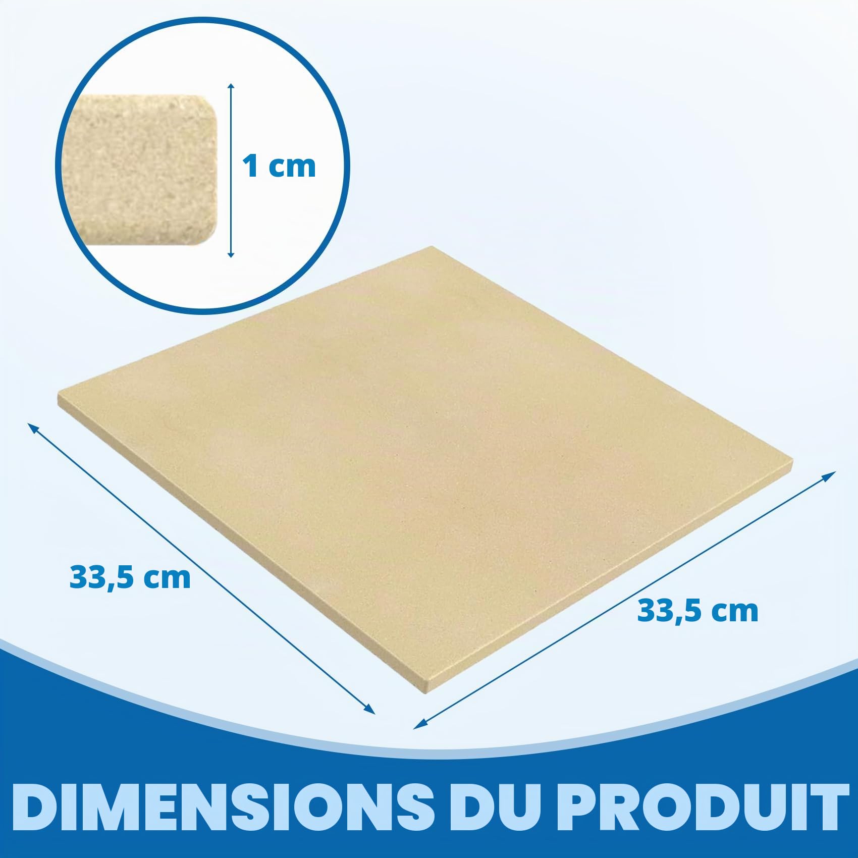 SafBbcue Pierre à pizza carrée en cordiérite : idéale pour Ooni Koda & Fyra 12, four à pizza Uuni, 33,5 x 33,5 x 1,1 cm