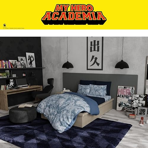 Miniatura 7 de Franco - Collectibles - Ropa de cama de My Hero Academia - Juego de 5 piezas con edredón y sábanas supersuaves - Matrimonial (producto con licencia