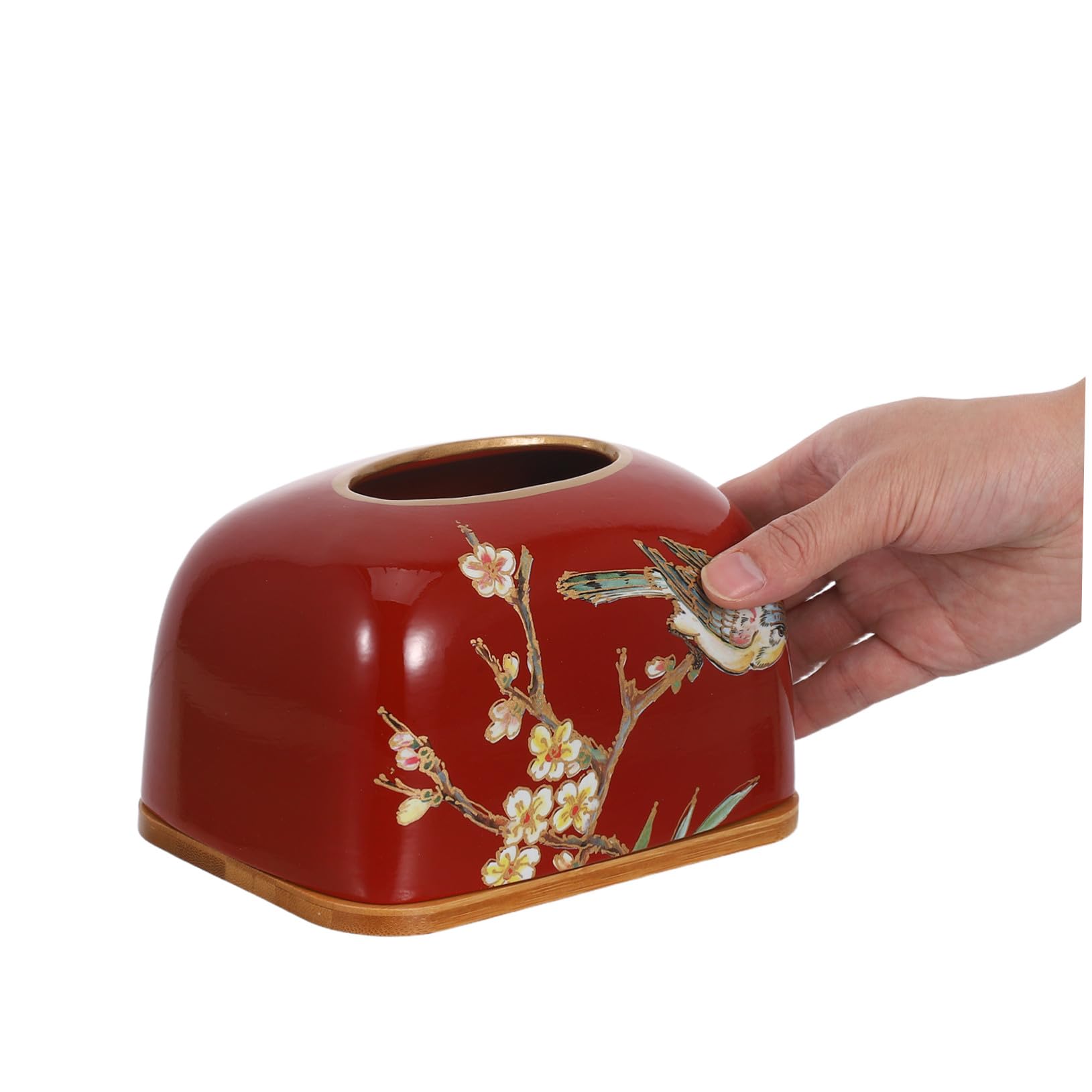 TOPBATHY Scatola di Fazzoletti in Ceramica con Coperchio Portafazzoletti Decorativo Cubo Contenitore per Fazzoletti in Ceramica per Piano di Lavoro Ufficio e Cucina