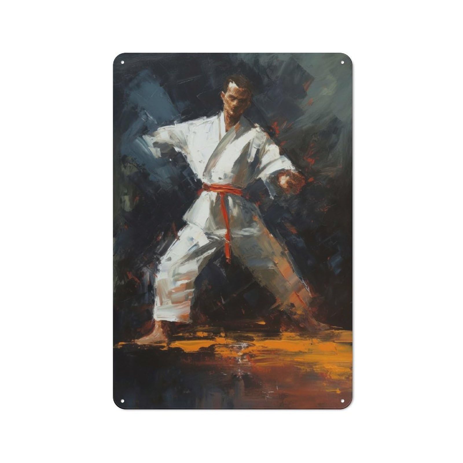 Junmoney Martial Artist Tin Wall Plaque 30X20cm With For Hobby Room Or Studio, For Metal Sign Collectors, For Kitchen And Home Bar Decor