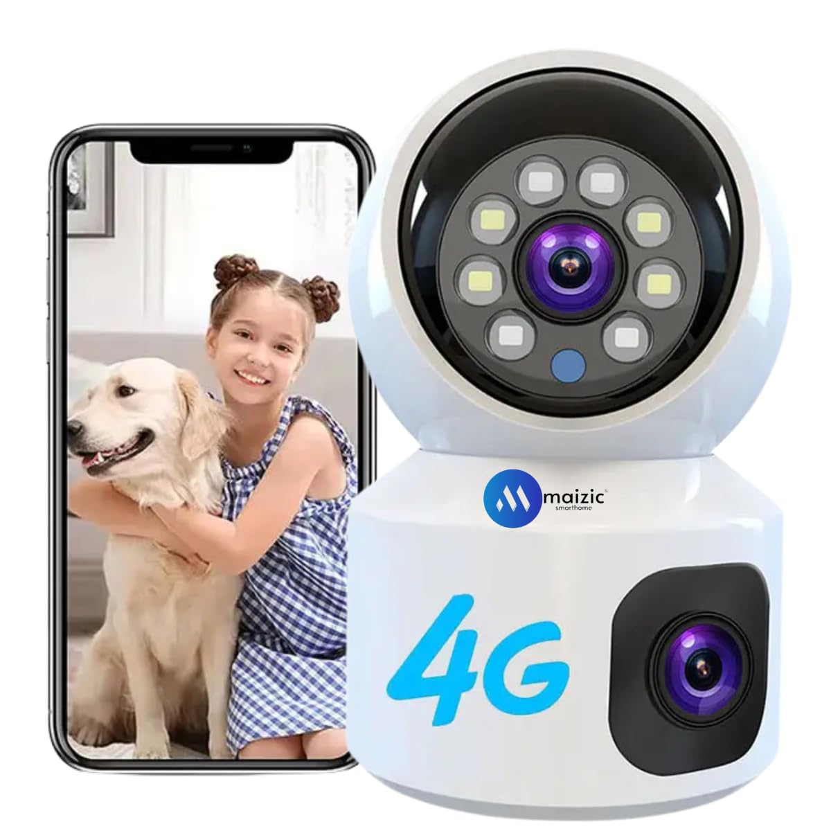 Maizic Smarthome 4G 5+5MP CCTV Security Camera 360° Pan & Tilt| Dual lens/Dual View| 2-Way Audio| Night Vision| AI Human Detect| Motion Alert|Cloud & SD Record| SD Card Support Upto 256GB| Indoor CCTV (B0DHGVLQLY) Amazon Price History, Amazon Price Tracker