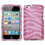 MYBAT Unique Diamante Protective Case for iPod touch 4 (Zebra Skin - Pink/Hot Pink)