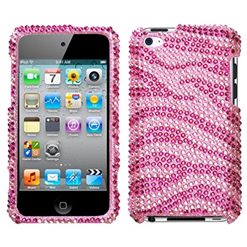 MYBAT Unique Diamante Protective Case for iPod touch 4 (Zebra Skin - Pink/Hot Pink)
